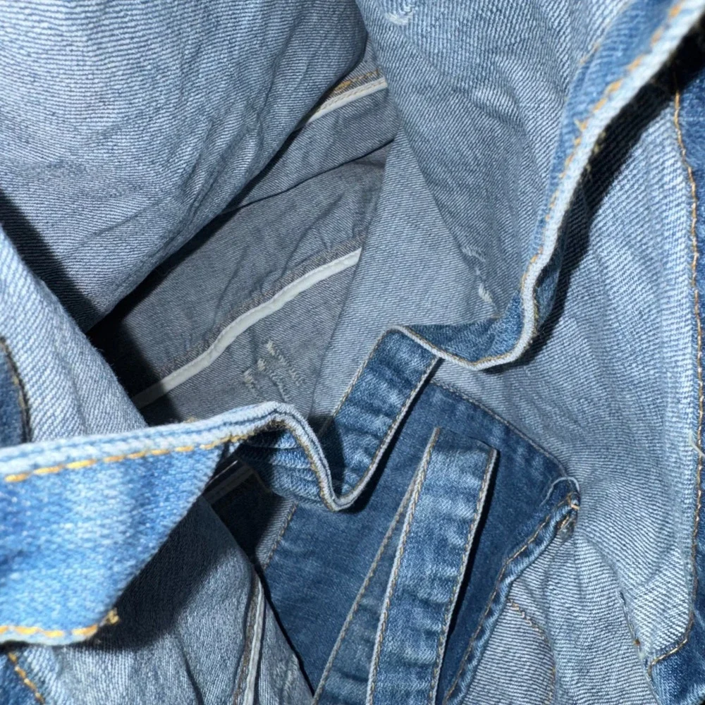 American Eagle Outfitters Distressed Denim Tote Bag Blue Jean Graphic Logo Y2K